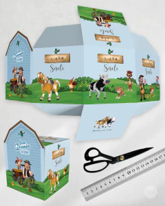 Caja cubo imprimible la granja de zenon celeste tukit - TuKit