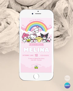 Invitacion editable de cumpleaños bunny kawaii cinnamoroll tukit - (copia) - TuKit