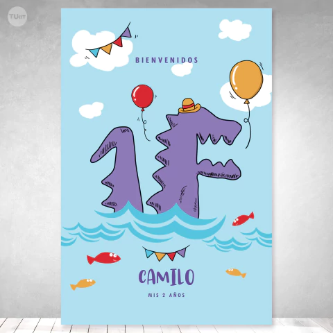 Banner imprimible rectangular backdrop 100 x 150 cm monstruo de la laguna tukit