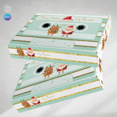 Caja cassette imprimible navidad verde dorado tukit - comprar online
