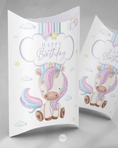 Piñata almohadita imprimible unicornio acuarela tukit - comprar online