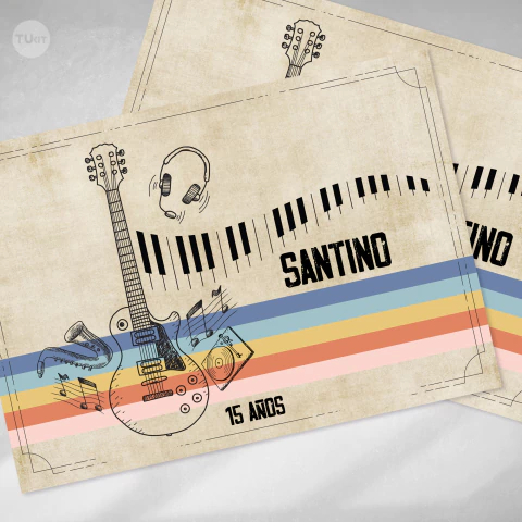 Mantel individual imprimible musica vintage tukit