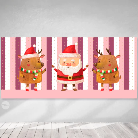 Bunting banner rectangular digital imprimible backdrop navidad rosa violeta tukit