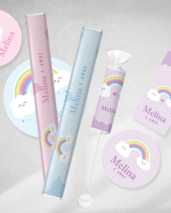 Kit imprimible arcoiris nubes lluvia corazones candy bar - comprar online