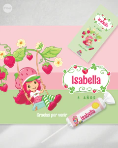 Imagen de Kit imprimible frutillitas personajes cumpleaños candy bar tukit