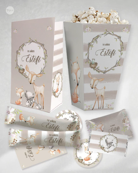 Kit imprimible woodland animalitos del bosque tukit - comprar online