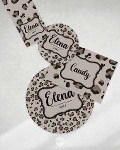 Kit imprimible textura animal print marron negro tukit - tienda online