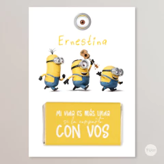 Tarjeton y envoltorio chocolatin imprimible minions dia del amigo tukit