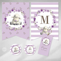 Kit imprimible oveja bebe flores celestes tukit - (copia)