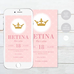 Kit imprimible coronita glitter puntos rosas tukit - comprar online