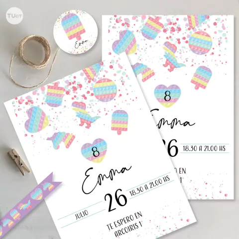 Kit imprimible popit pop it cumpleaños tukit