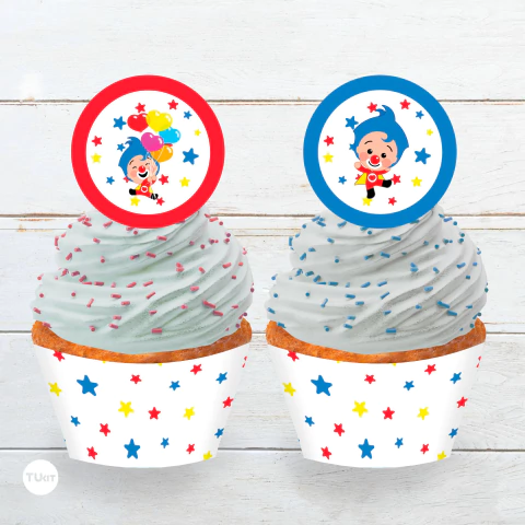 Wrapper topper cupcake imprimible payaso plim plim tukit