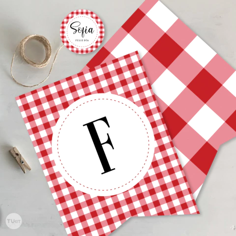 kit imprimible cuadrados, textura vichy, vichy rojo, cuadrillé