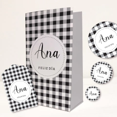 kit imprimible cuadrados, textura vichy, vichy negro, cuadrillé