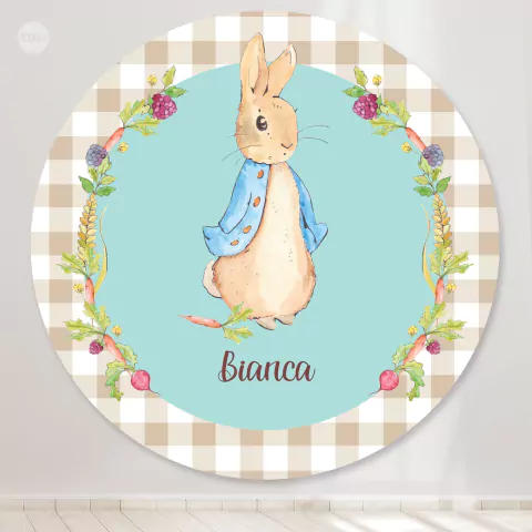 Bunting banner circular digital imprimible backdrop peter rabbit vichy tukit
