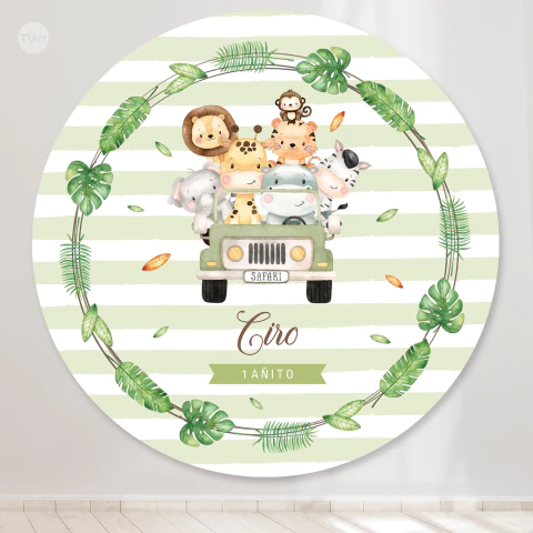 Bunting banner circular digital imprimible backdrop selva acuarela