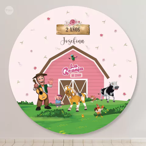 Banner circular digital imprimible backdrop la granja de zenon tukit