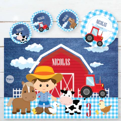 kit imprimible animales de la granja, farm, vaca, caballo, oveja, gallina, patito, cumpleaños, party, festejo, cartel, bolsitas, granjero