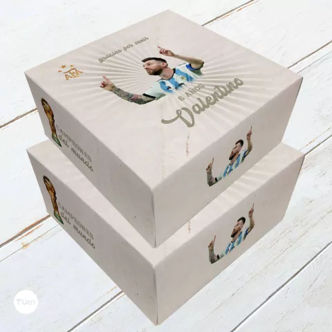 Caja imprimible futbol messi vintage tukit