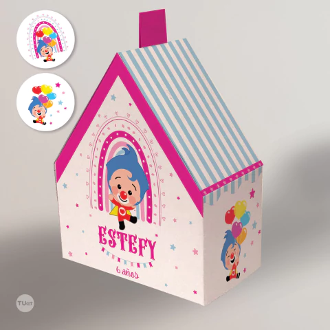 Casita imprimible deco payaso plim plim souvenir regalo nena