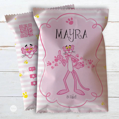 chipbag imprimible, pink panther party bundle, fiesta pantera rosa, cumpleaños pantera rosa