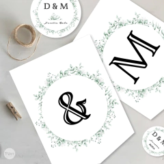 Kit imprimible casamientos wedding botanical eucalipto hojas verdes leaves green tukit - comprar online