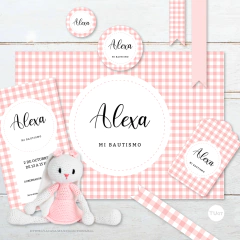 kit imprimible cuadrados, textura vichy, vichy rosa y blanco, cuadrillé, kit imprimible vichy