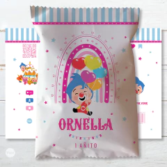 Chips bags bolsita golosinera imprimible payaso plimplim plim plim rosa tukit - comprar online