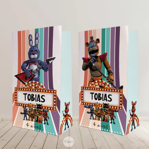 bolsa final de fiesta, bolsa golosinera, bolsita cumpleaños, fiesta, animatronicos