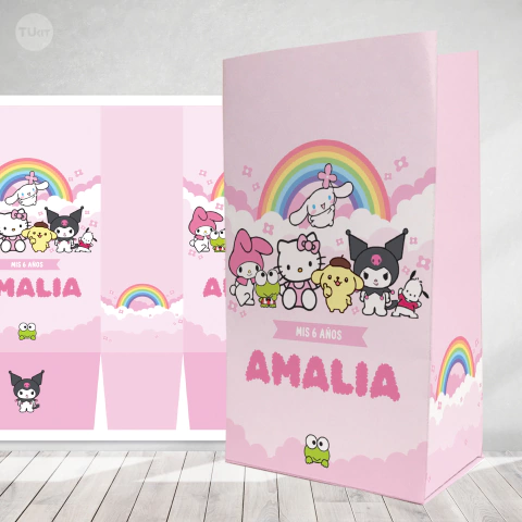 Bolsita golosinera imprimible kitty y sus amigos rosa tukit