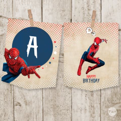 Banner, banderines, banderin spiderman, pennant spiderman, cumpleaños hombre araña, spider party - comprar online