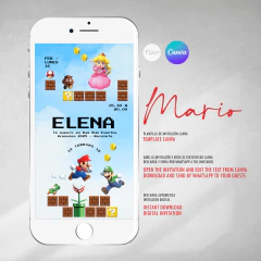 Invitacion el super mario texto editable canva tukit - comprar online
