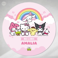 Banner circular imprimible kitty y sus amigos rosa tukit