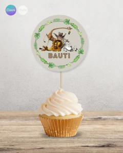 Adorno para cupcake, circulo multiuso, animales de la selva tukit en internet