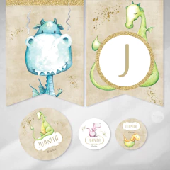 Kit imprimible dragones acuarela tukit - buy online