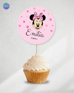 Adorno para cupcake, circulo multiuso, minnie personaje tukit