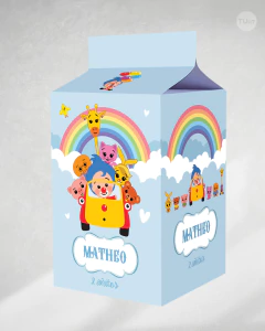 Milk box imprimible payaso plim plim auto arco iris celeste tukit - comprar online