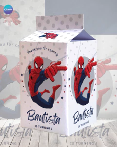 Pack dúo milk box + valijita imprimible spiderman blanco tukit - comprar online