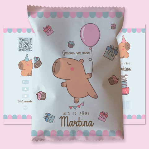 Chips bags bolsita golosinera imprimible capibara tukit