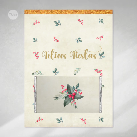 Tarjetón porta chocolatín bengala imprimible navidad muerdago tukit - comprar online