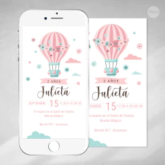 Kit imprimible globos aerostaticos flores rosas tiffany cumpleaños tukit - comprar online