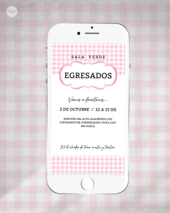 Kit Imprimible cuadrados textura vichy trama rosa egresados tukit