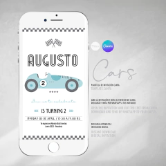 Invitacion editable auto, invitación auto retro, invitaciones canva editable, cumpleaños auto carrera, race tukit - comprar online