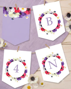 Banderines imprimibles flores amapolas, banderín para cumpleaños casamientos, abecedario tukit en internet