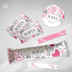 Kit imprimible corazones glitter rosa fuxia plata tukit - buy online