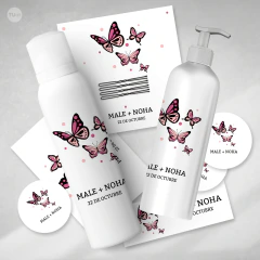 Kit imprimible baño sos canasta emergencia mariposas rosas tukit