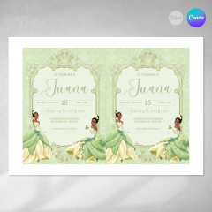 Invitacion la princesa y el sapo texto editable canva tukit en internet