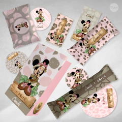 Kit imprimible minnie mouse safari rosa tukit