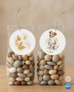 Circulos topper imprimible perrito jack Russell, dog party tukit - comprar online