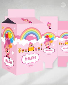 Milk box imprimible payaso plim plim arco iris rosa tukit - TuKit